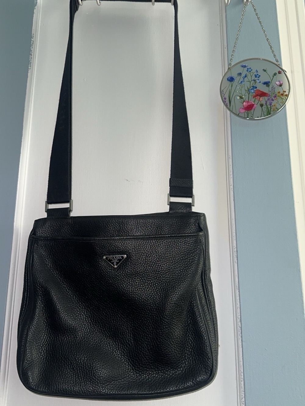 Prada Vitello Crossbody Black Leather Bag